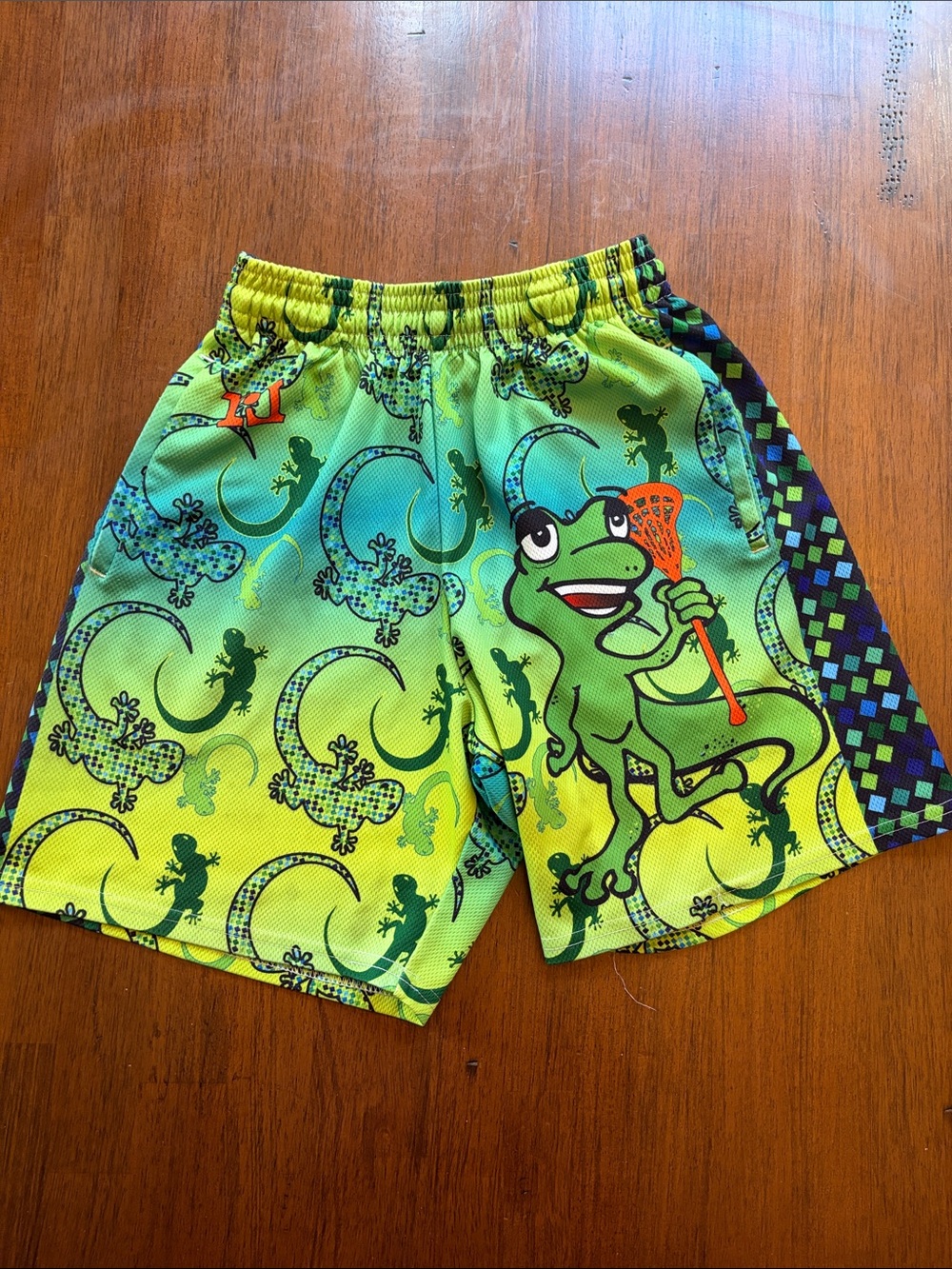Kids Green Lizard Print Lacrosse Shorts